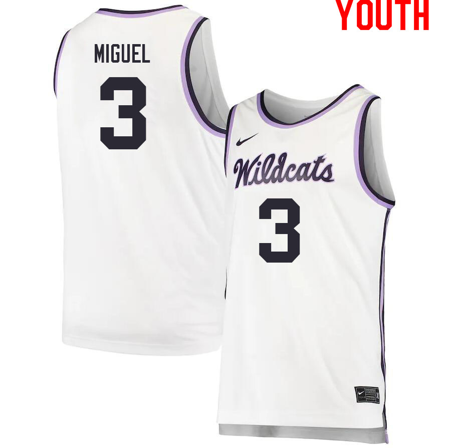 Youth #3 Selton Miguel Kansas State Wildcats College Basketball Jerseys Sale-White - Click Image to Close